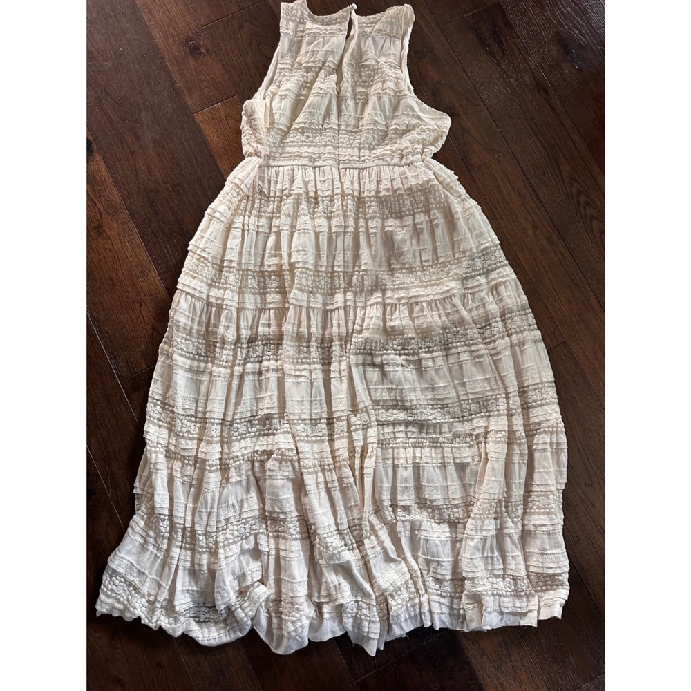 Torrid Ivory Lace Tiered Maxi Dress Womens 18 Sleeveless Ruffle Pom Pom Boho - Picture 5 of 6